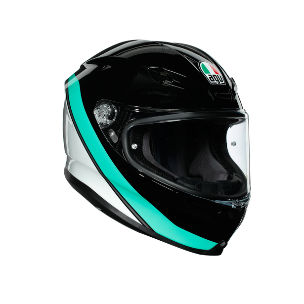 Картинка Шлем  AGV  K6 MINIMAL BLACK/PEARL WHITE/AQUA от магазина Seller — готовый магазин одежды